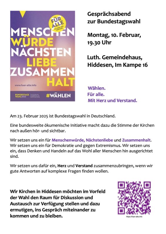 10. Februar Gesprächsabend zur Bundestagswahl 19:30 Uhr Im Kampe 16, 32760 Detmold